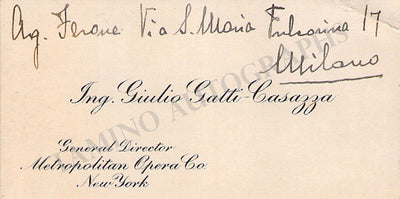 Gatti-Casazza, Giulio - Autograph Business Card