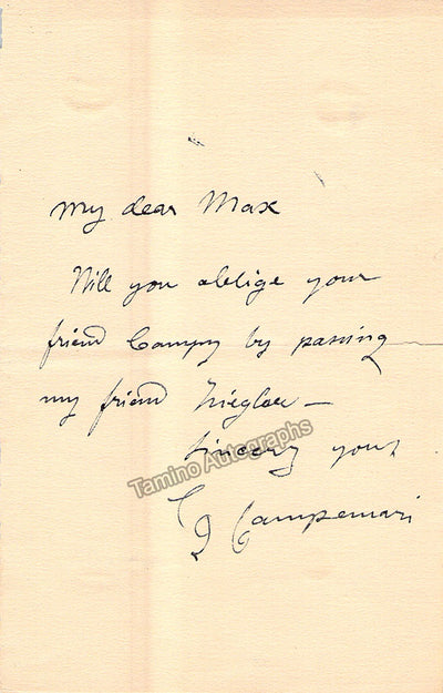 Campanari, Giuseppe - Autograph Note Signed