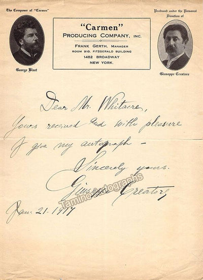 Creatore, Giuseppe - Autograph Note Signed 1917