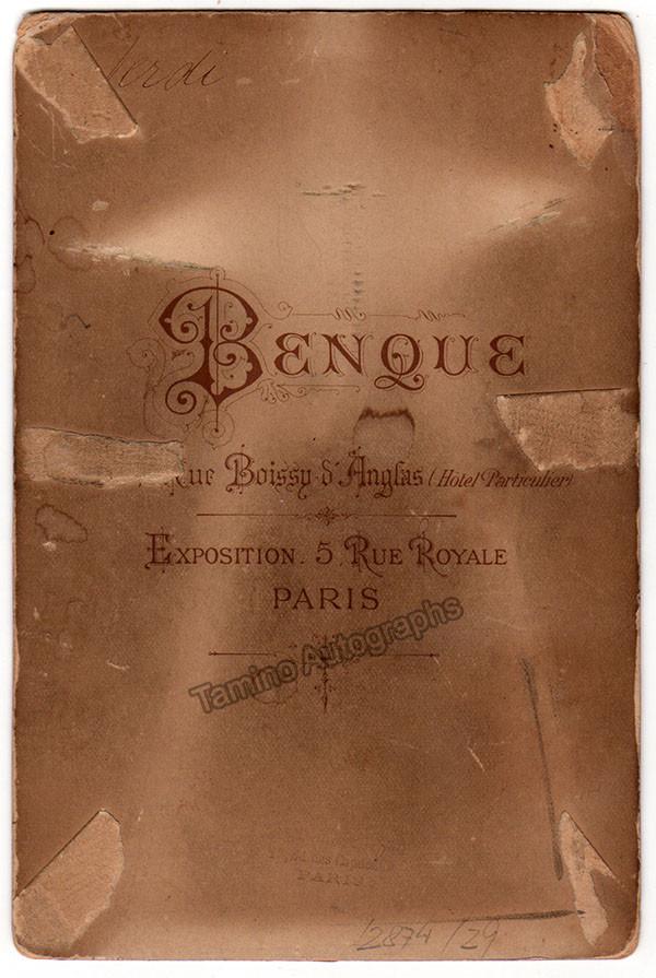 Verdi, Giuseppe - Signed Cabinet Photo inscribed to Blanche Marchesi 1892 - Tamino