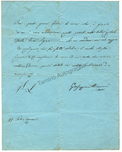 Strepponi, Giuseppina - Autograph Note Signed about Felice Romani