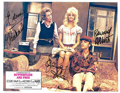 Hawn, Goldie - Heckart, Eileen - Edward, Albert - Triple Signed Photo in "Butterflies are free"