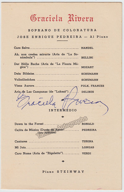 Rivera, Graciela - Signed Program Havana 1953