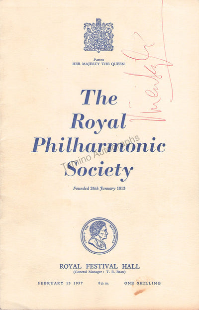 Piatigorsky, Gregor - Sargent, Malcolm - Double Signed Program London 1957