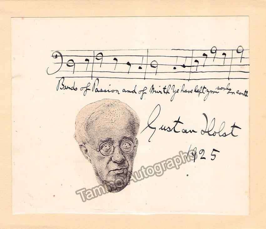 Holst, Gustav - Autograph Music Quote Signed 1925