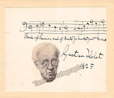 Holst, Gustav - Autograph Music Quote Signed 1925