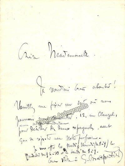 Charpentier, Gustave - Autograph Note Signed