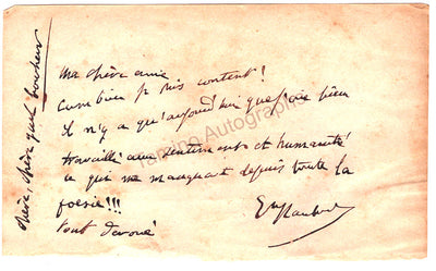 Flaubert, Gustave - Autograph Note signed