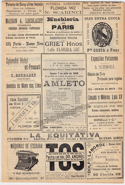 Hamlet - Teatro de la Opera Buenos Aires 1898