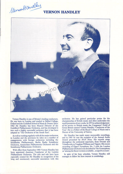 Handley, Vernon - Signed Program Leeds 1982