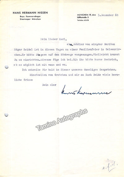 Nissen, Hans-Hermann - Typed Letter Signed