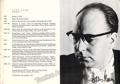 Kann, Hans - Signed Program Page