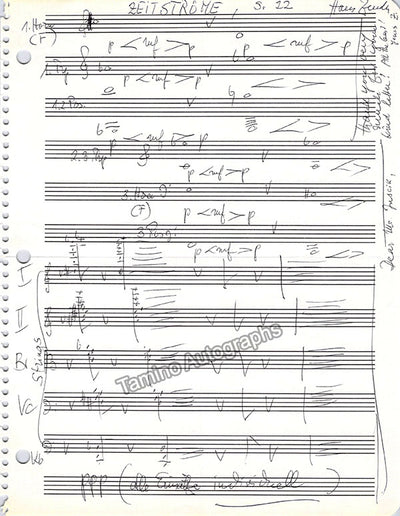 Zender, Hans - Autograph Music Quote Signed
