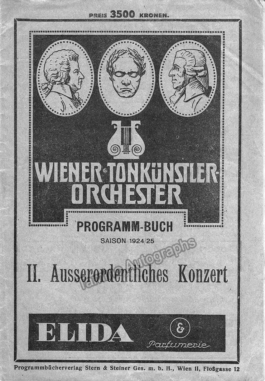 Knappertsbusch, Hans - Programs Wiener Tonkunstler Orchester 1924-27 - Tamino