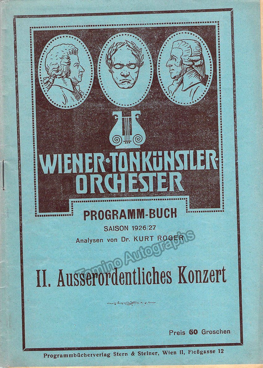 Knappertsbusch, Hans - Programs Wiener Tonkunstler Orchester 1924-27 - Tamino