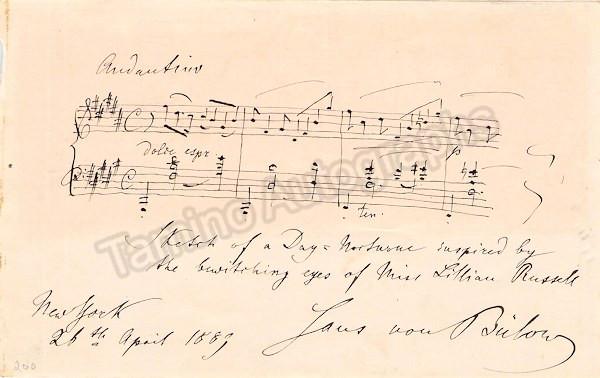 Bulow, Hans von - Autograph Music Quote Signed 1889