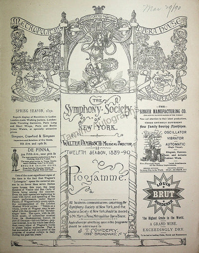 Bulow, Hans von - Damrosch, Walter - Concert Program New York 1890