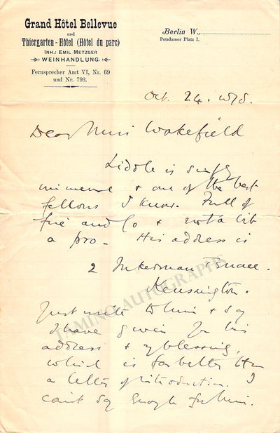 Greene, Harry Plunket - Autograph Letter Signed