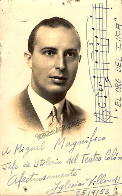 Iglesias Villoud, Hector - Signed Photograph with Music Quote 1953