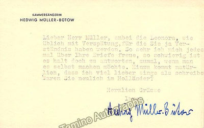 Muller-Butow, Hedwig - Autograph Note Signed