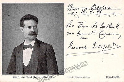 Grunfeld, Heinrich - Signed Photograph 1898