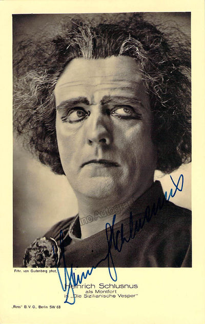 Schlusnus, Heinrich - Signed Photograph in I Vespri Siciliani