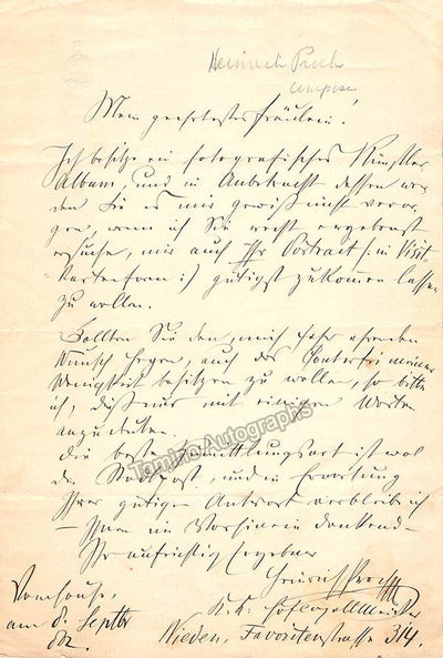 Proch, Heinrich - Autograph Letter Signed 1862