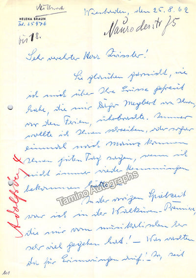 Braun, Helena - Set of 2 Autograph Letters Signed + 1 Autograph Note Signed