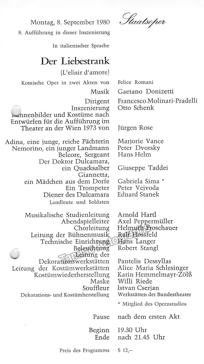 Vienna State Opera - Lot of 10 Signed Programs 1979-1981 - Tamino