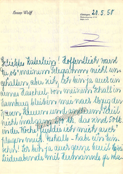 Wolff, Henny - Set of 3 Autograph Letters Signed