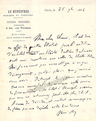 Heugel, Henri - Autograph Letter Signed