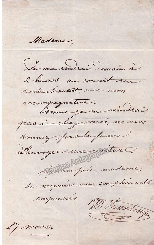 Vieuxtemps, Henri - Autograph Letter Signed