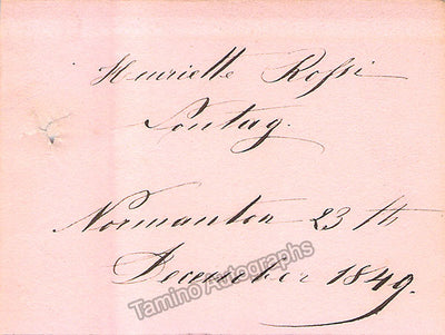 Sontag, Henriette - Signed Card 1849