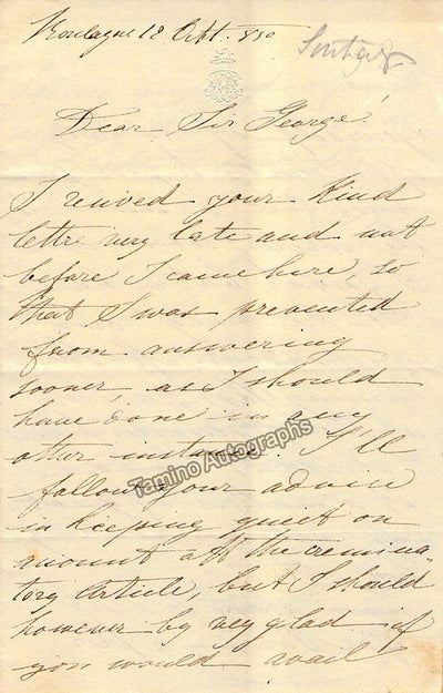 Sontag, Henriette - Autograph Letter Signed 1850