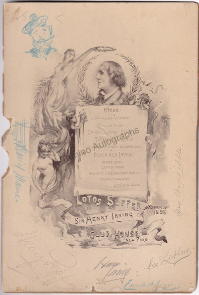 Irving, Henry - Mannes, David - Double Signed Lotos Club Menu