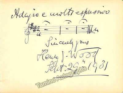 Wood, Henry - Autograph Music Quote Signed 1931