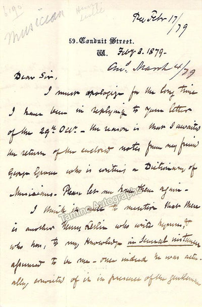 Leslie, Henry David - Autograph Letter Signed 1879