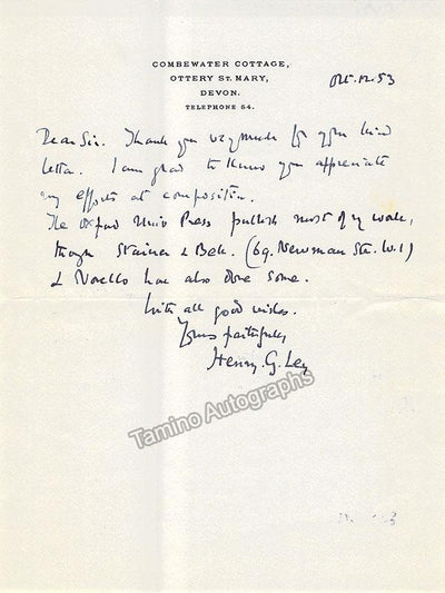 Ley, Henry - Autograph Letter Signed 1953