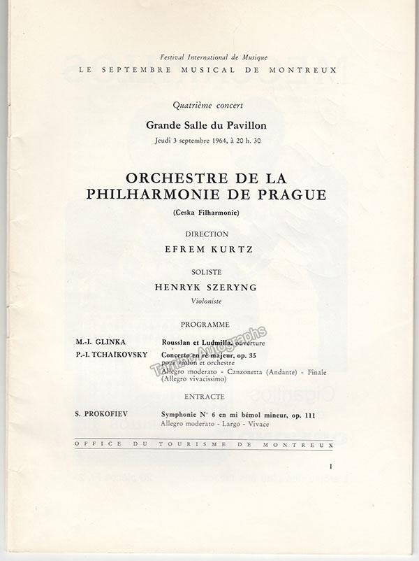 Szeryng, Henryk - Signed Program Montreaux 1964 - Tamino