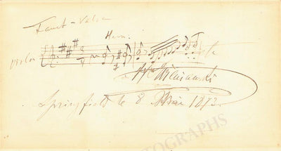 Wieniawski, Henryk - Autograph Music Quote Signed 1873