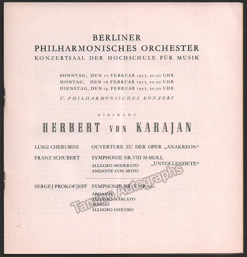 Karajan, Herbert von - Program Lot Berlin Philharmonic 1955-1958 – Tamino