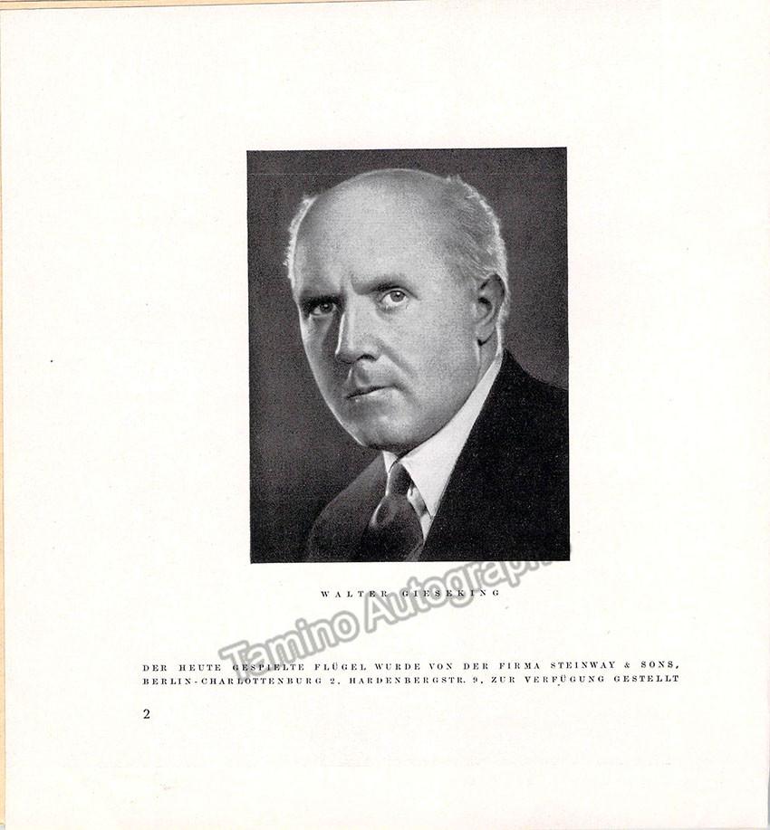 Gieseking, Walter - Karajan, Herbert von - Concert Program Berlin Philharmonic 1955 - Tamino
