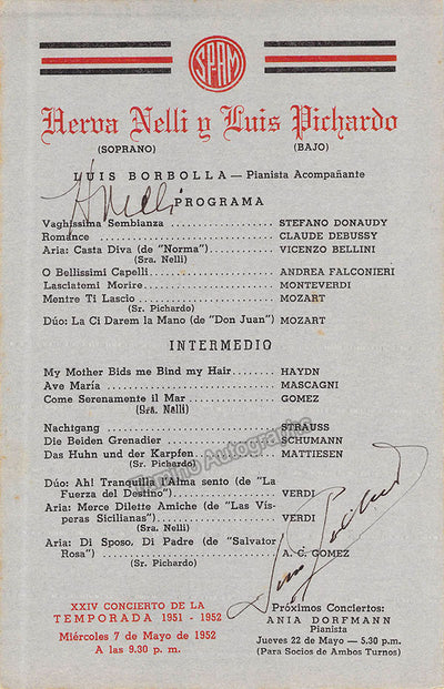 Nelli, Herva - Pichardo, Luis - Double Signed Program Havana 1952