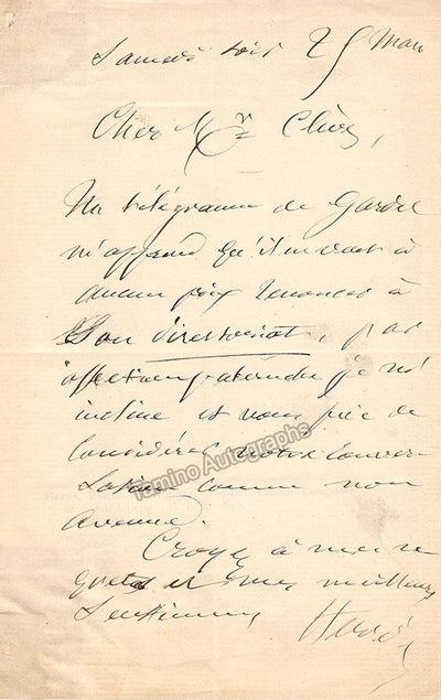 Herve (Louis Auguste Ronger) - Autograph Note Signed