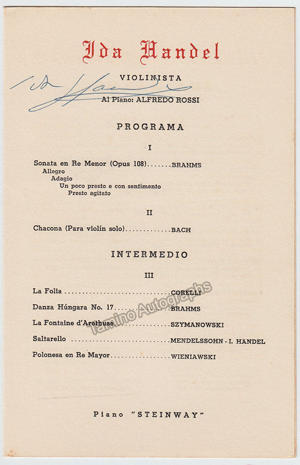 Handel, Ida - Signed Program Havana 1954 - Tamino
