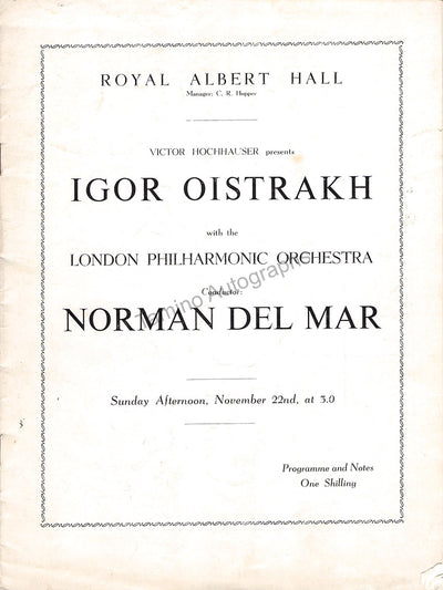 Oistrakh, Igor - Del Mar, Norman - Double Signed Program London 1953