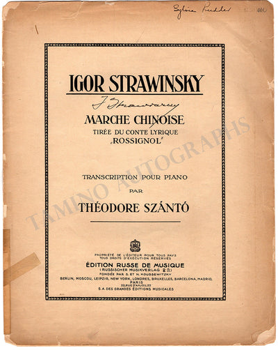 Stravinsky, Igor - Signed Score