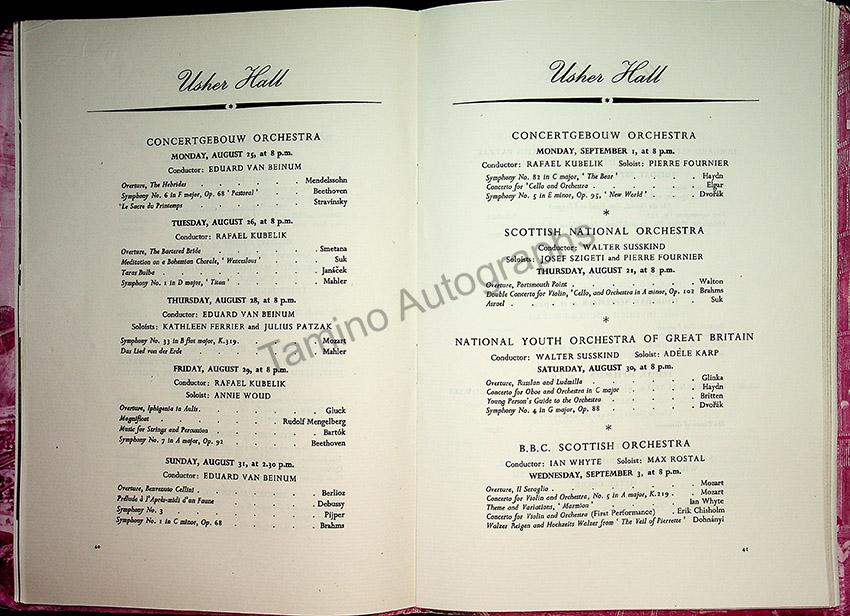 International Festival of Music and Drama Program - Edinburgh 1952 - Tamino