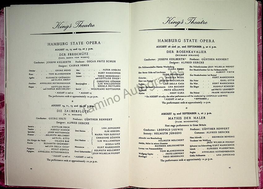 International Festival of Music and Drama Program - Edinburgh 1952 - Tamino