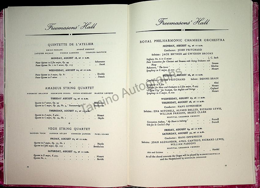 International Festival of Music and Drama Program - Edinburgh 1952 - Tamino